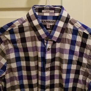 Express Fitted Medium Longsleeve Plaid Shirt